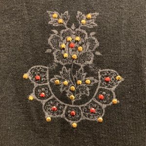 XEIT USA Long Sleeved Black Tee w/ Rhinestone Embellishment